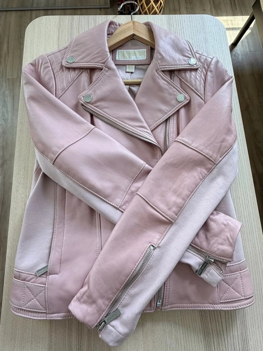 Michael Kors Blush Pink Leather Jacket